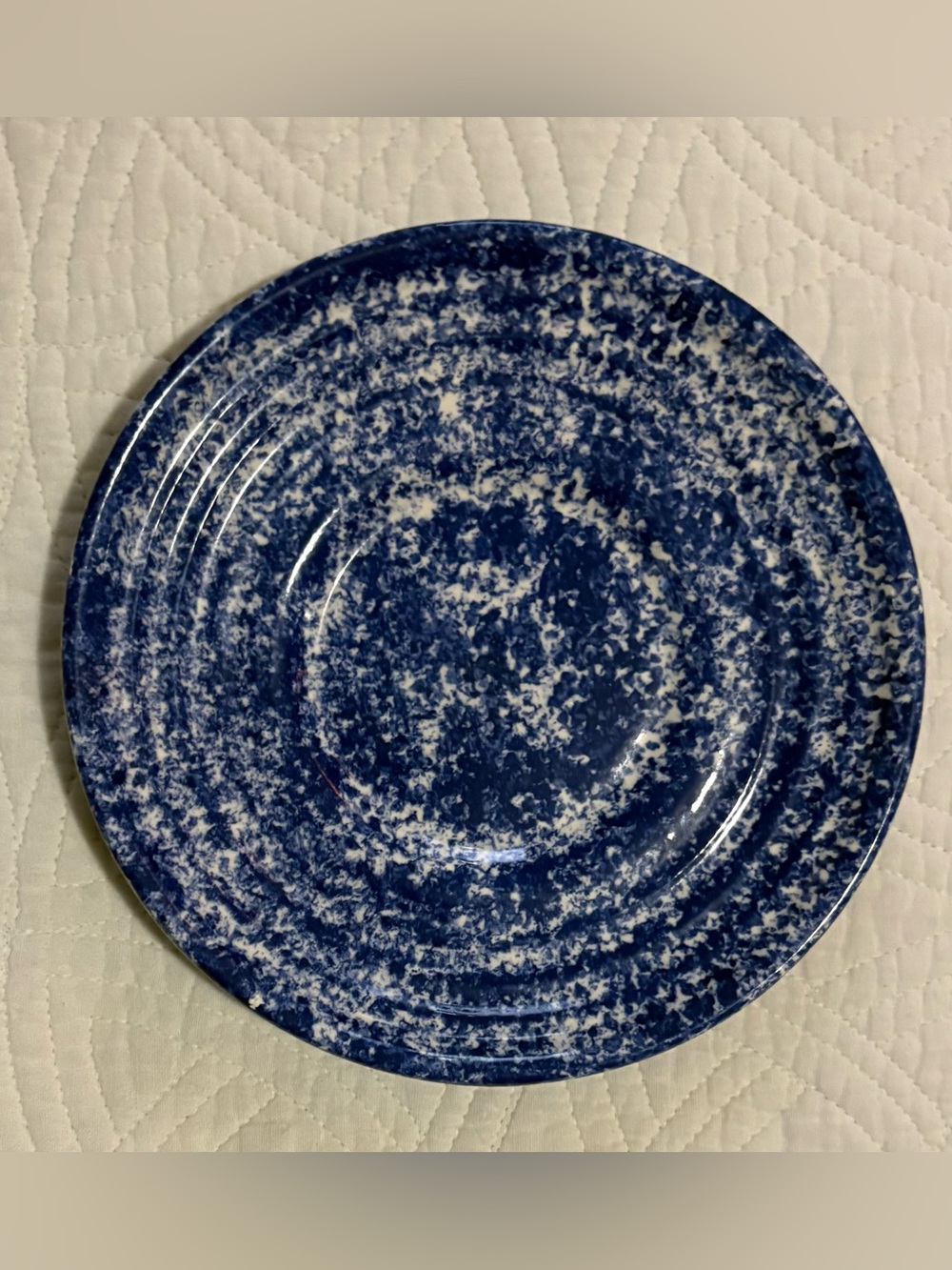 Blue Speckled Ceramic Plate Handmade 7” diameter